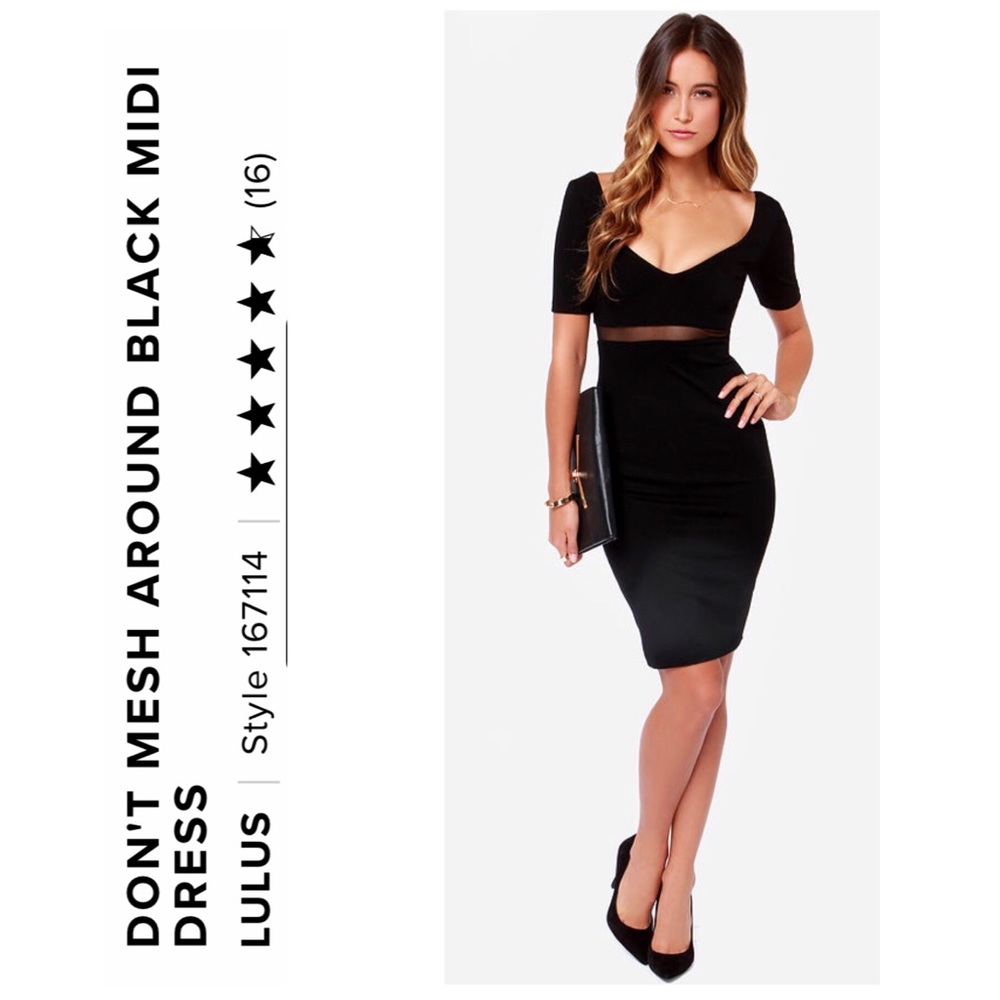 NWOT Lulus Black Midi Dress